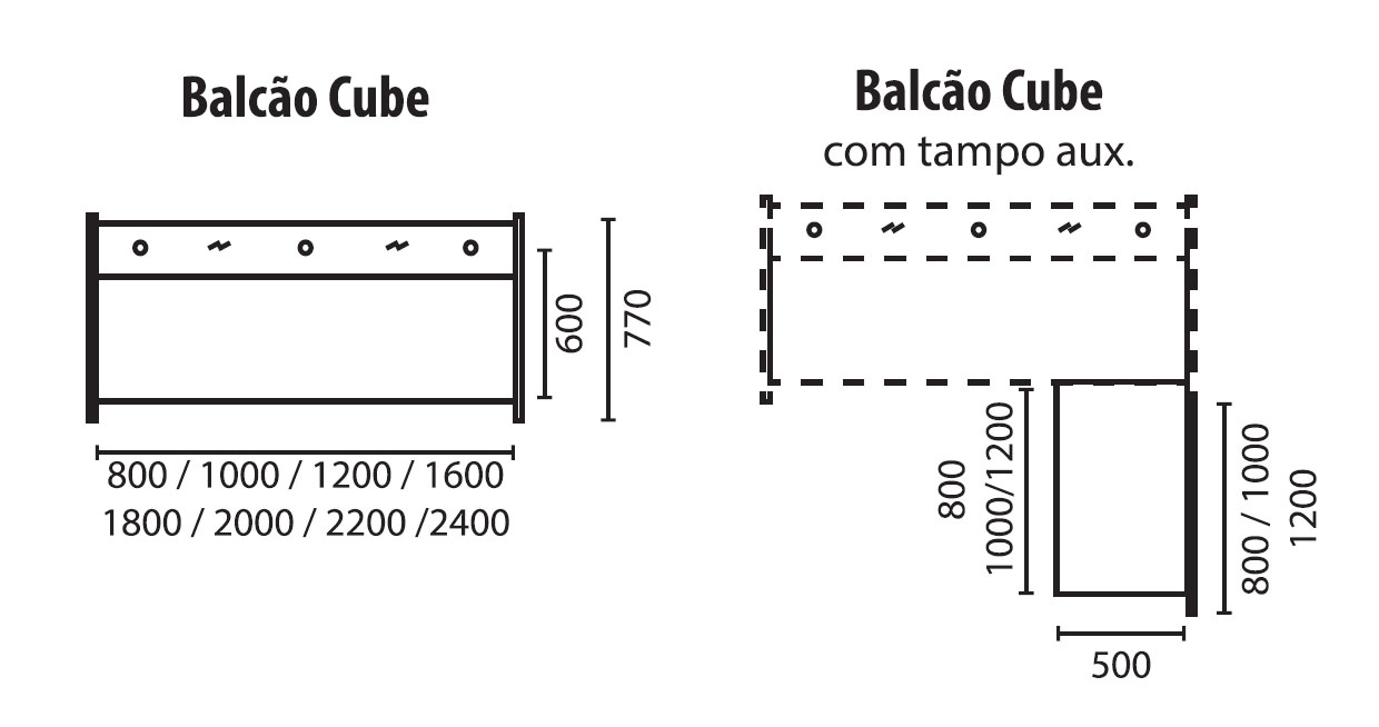 Dimensões Balcão de Recepção Cube